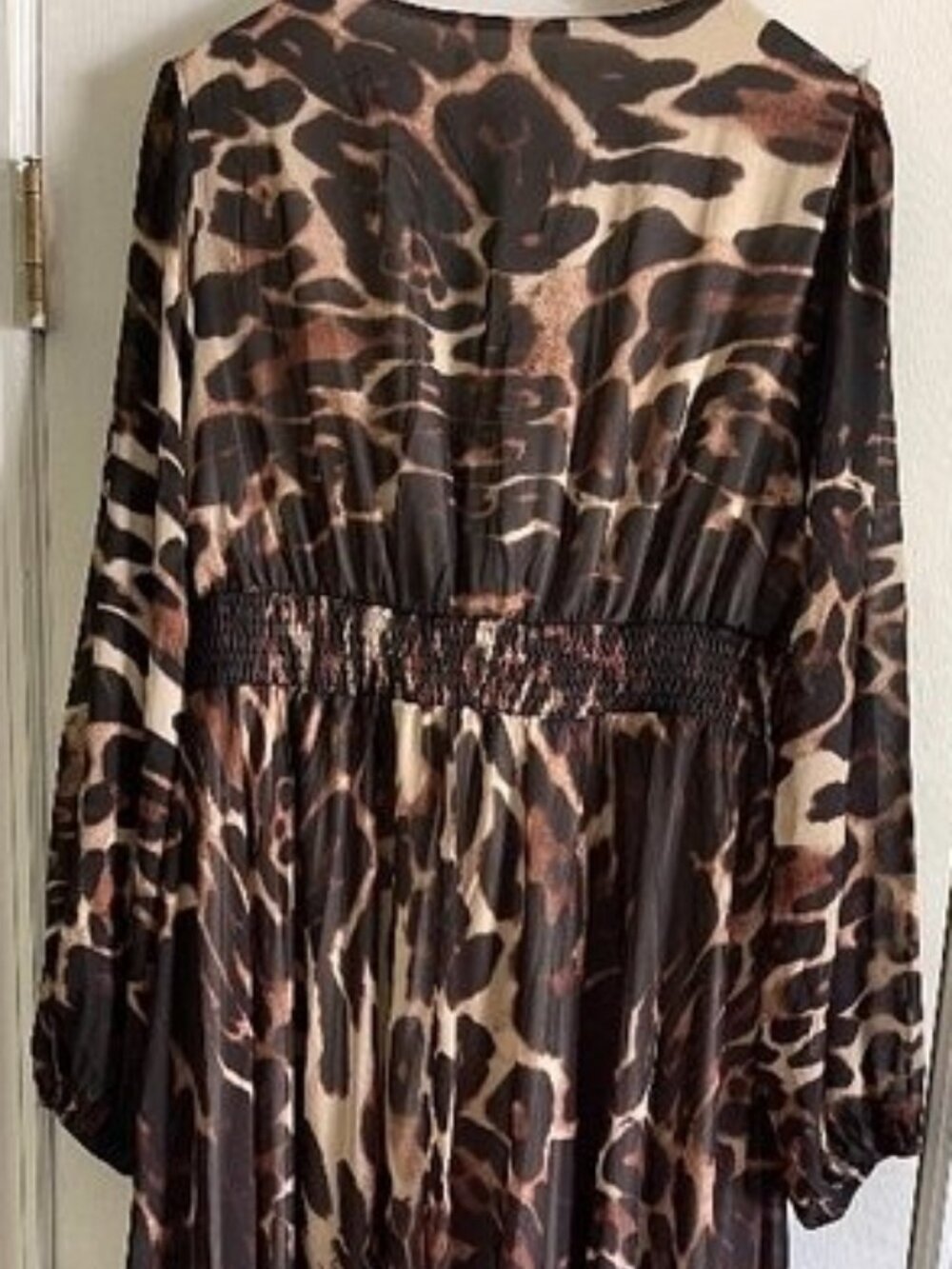 TOLEEN Plus Size 2XL Leopard Print V-Neck Maxi Dress Long Lantern Sleeve NWT - Picture 5 of 6